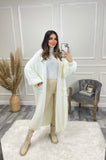 Gabriella Knitted Long Cardigan - Cream