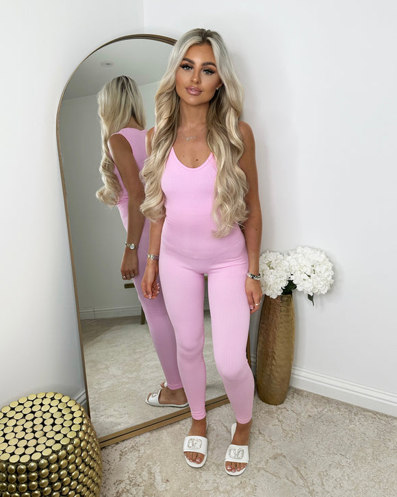 Megan Sleeveless Unitard Jumpsuit - Baby Pink