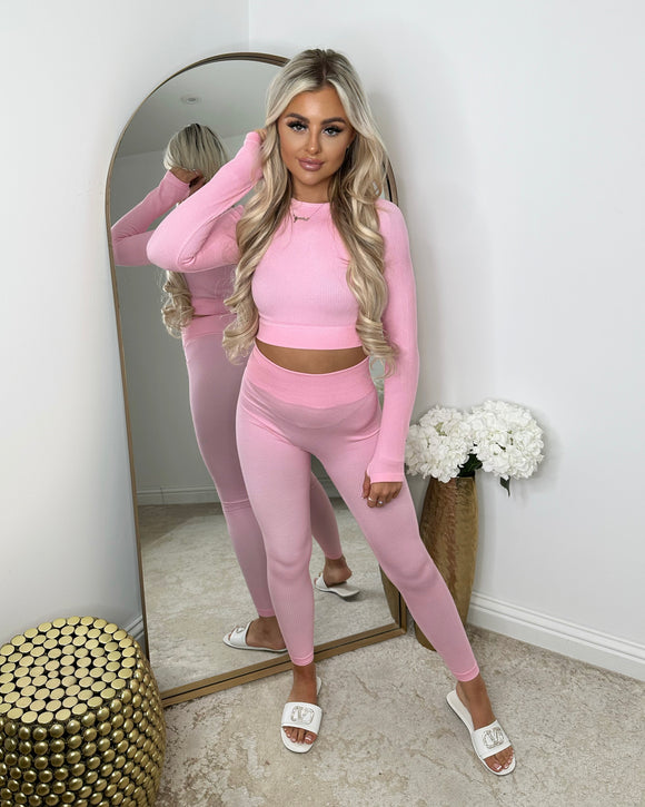 Caprice Long Sleeve Gym Set - Baby Pink