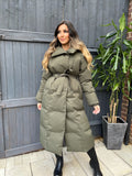 Trisha Long Padded Duvet Trench Coat - Khaki