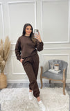 Tulip Round Neck Tracksuit Set - Chocolate